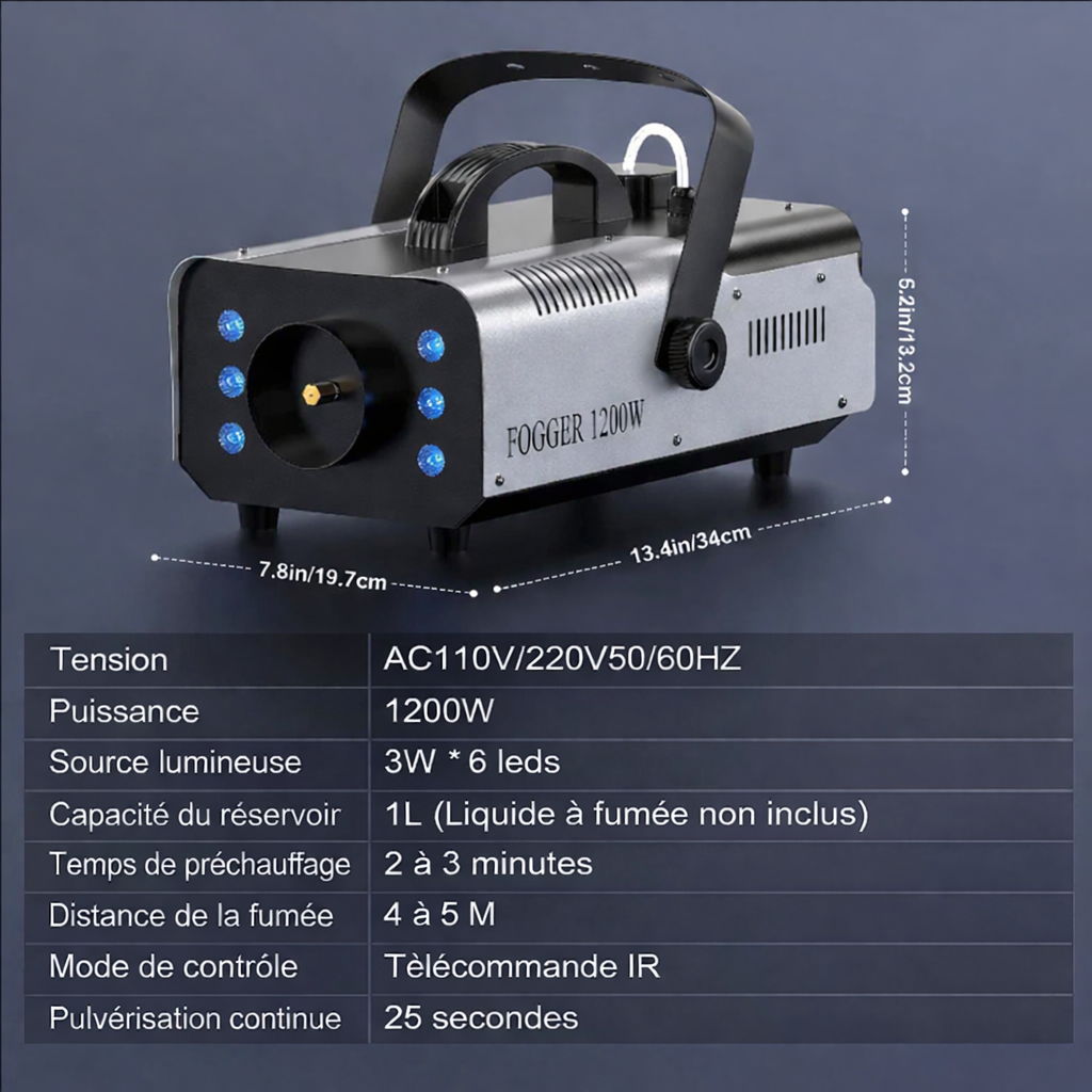 Machine à fumée LED DJ 500W – Effet brouillard + lumière soirée mariage